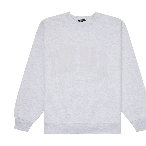 The Bar Varsity Oversized Boyfriend Sweatshirt light Heather Grey Tonal Sz M - Picture 2 of 12